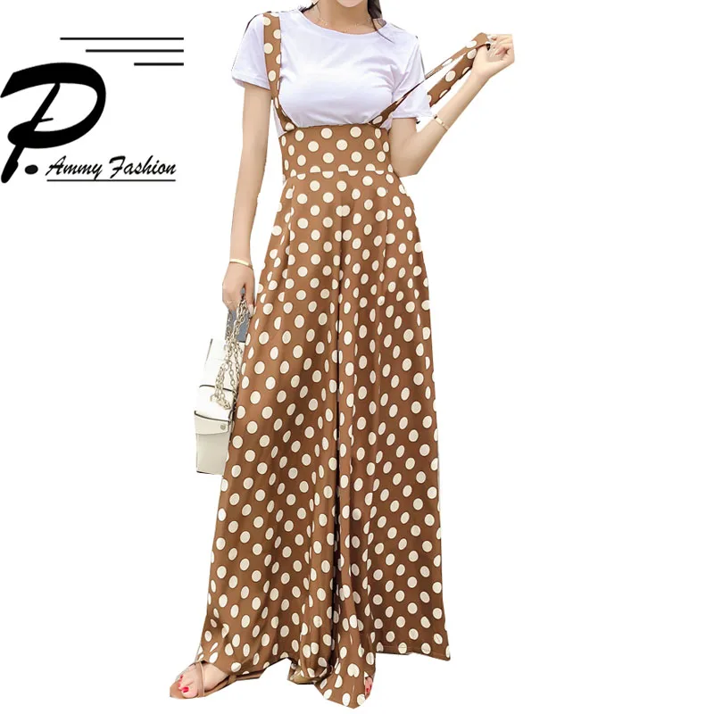 Vintage Polka Dot Flared pants Jumpsuits Summer Fashion Wave Dot Sling Wide Leg Jumpsuits Rompers
Vintage Polka Dot Flared pants Jumpsuits Summer Fashion Wave Dot Sling Wide Leg Jumpsuits Rompers