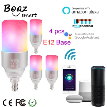 4pcs E12 Dimmable Led Wifi Candle Light Warm White Color Changing Voice Control by Tuya Smart Christmas Decorations For Home
4pcs E12 Dimmable Led Wifi Candle Light Warm White Color Changing Voice Control by Tuya Smart Christmas Decorations For Home