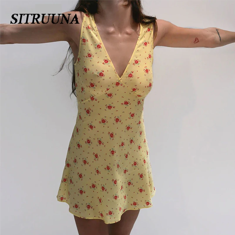 Sitruuna Women Summer Sexy Lace-Up Mini Dress Vintage Print Floral Female V-Neck Boho Dress Casual Holiday Lady Beach Dress
Sitruuna Women Summer Sexy Lace-Up Mini Dress Vintage Print Floral Female V-Neck Boho Dress Casual Holiday Lady Beach Dress
