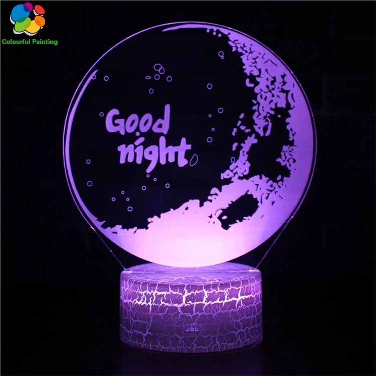 

Twelve Constellation Moon Good Night Sun Star Art 3D LED Crack Night Light 7 Colors Changing Lamp 3AA Battery Powered USB Gift10