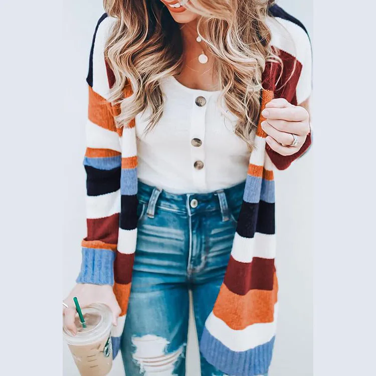 2019 Autumn Women's Striped Color Block Draped Kimono Loose Cardigan Patchwork Long Sleeve Open Front Casual Knit Sweaters Coat
2019 Autumn Women's Striped Color Block Draped Kimono Loose Cardigan Patchwork Long Sleeve Open Front Casual Knit Sweaters Coat