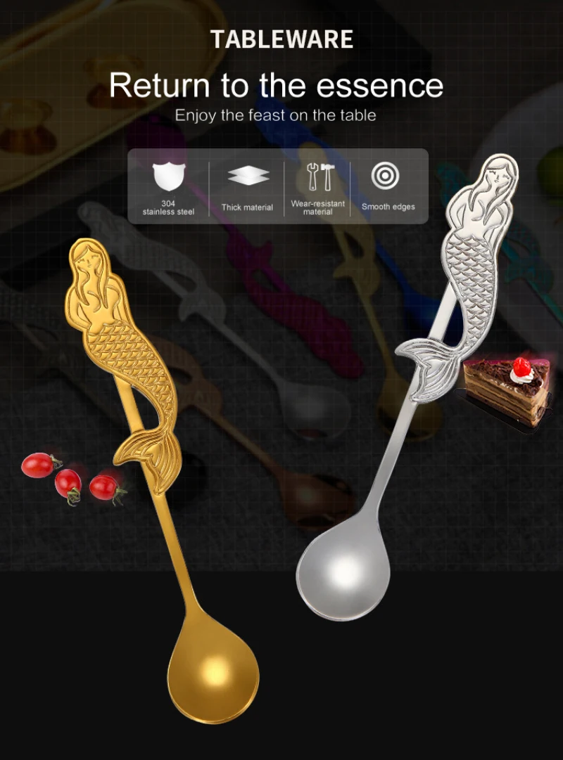 Creative Mermaid Coffee Spoon Curved Stainless Steel Condiment Spoon Kitchen long handle Coffee stir spoon kitchen tools
Creative Mermaid Coffee Spoon Curved Stainless Steel Condiment Spoon Kitchen long handle Coffee stir spoon kitchen tools