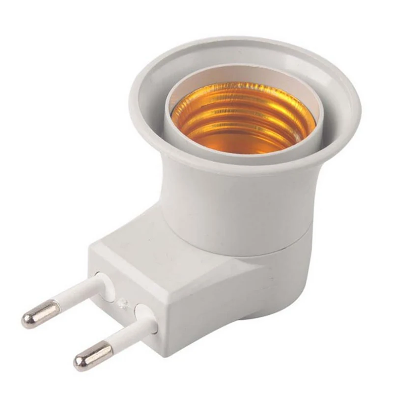 White 1pc E27 LED Light Lamp Bulbs Socket Base Holder EU Plug Adapter ON/OFF Switch