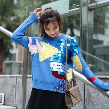SexeMara fashion The New Contrast color Sequin tassel Loose Sleeve Knit sweater free shipping
SexeMara fashion The New Contrast color Sequin tassel Loose Sleeve Knit sweater free shipping