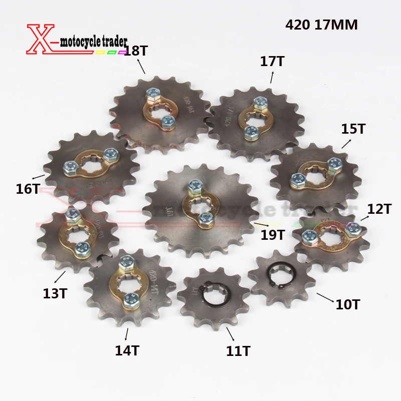 420 10T 11T 12T 13T 14T 15T 16T 17T 18T Tooth 17mm ID Front Engine Sprocket for Motorcycle part
420 10T 11T 12T 13T 14T 15T 16T 17T 18T Tooth 17mm ID Front Engine Sprocket for Motorcycle part