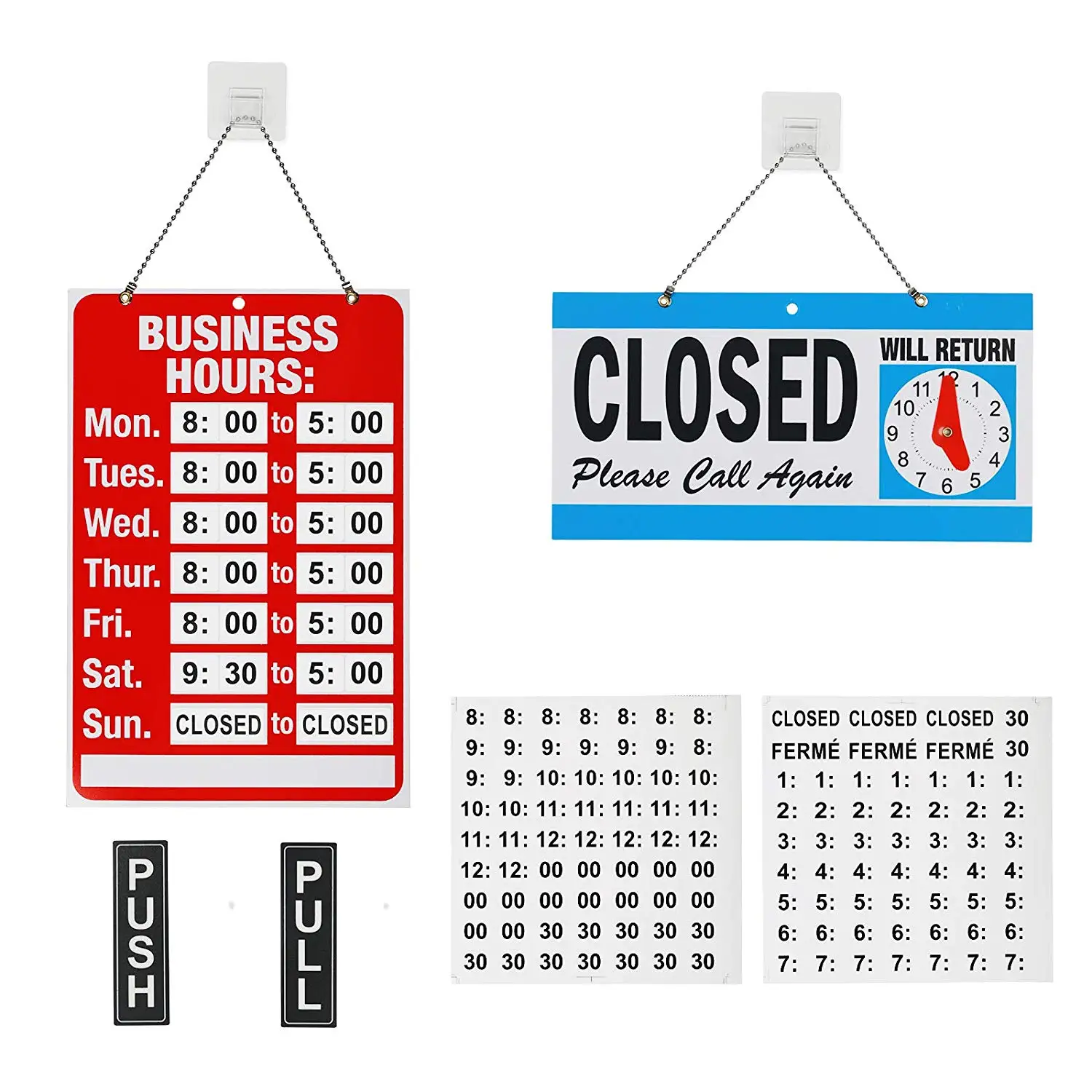 METABLE 1SET Hours Sign Double-sided Open/Closed Sign Will Return Clock with Black Vinyl Number Sticker for Business Store Shop
METABLE 1SET Hours Sign Double-sided Open/Closed Sign Will Return Clock with Black Vinyl Number Sticker for Business Store Shop