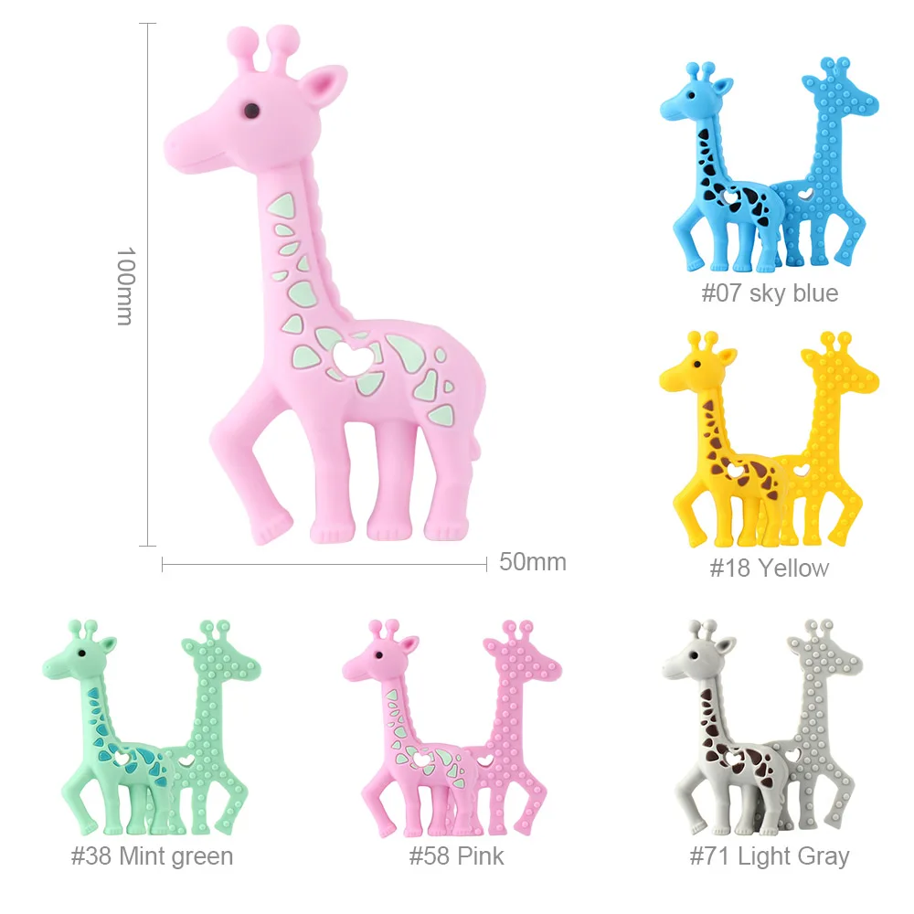50pcs 100mm Giraffe Silicone Teethers rodent Infant Necklace Bracelet Mordedor Baby Gift Pendant DIY Pacifier Chain Toy BPA
50pcs 100mm Giraffe Silicone Teethers rodent Infant Necklace Bracelet Mordedor Baby Gift Pendant DIY Pacifier Chain Toy BPA