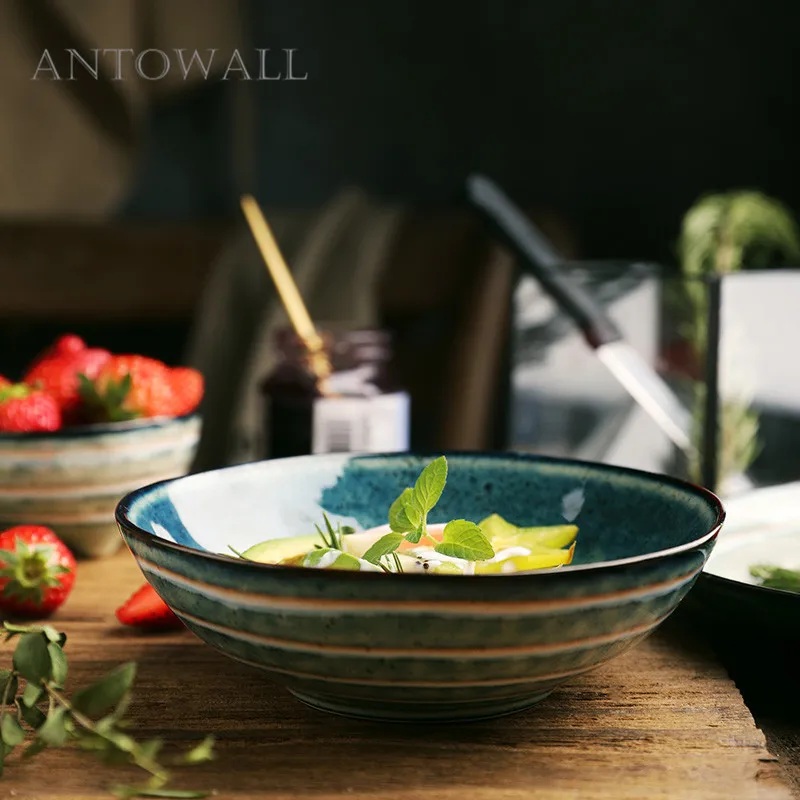 ANTOWALL Japanese dinnerware household instant noodle bowl eating ceramic bowl soup bowl blue white stripes
ANTOWALL Japanese dinnerware household instant noodle bowl eating ceramic bowl soup bowl blue white stripes