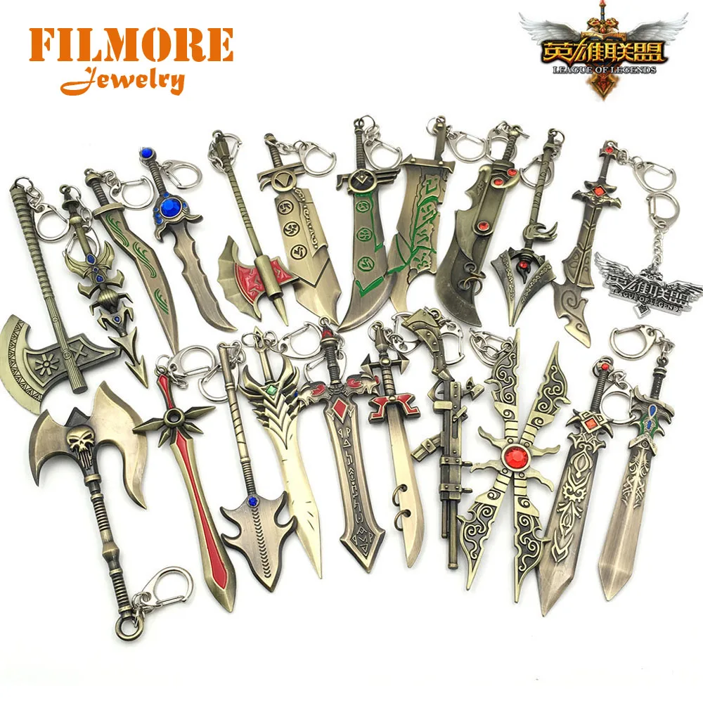 24pcs/lot Hot Game Jewelry LoL Weapon Keychain Metal Alloy Sword Key Rings Key Holder For Player's Gifts Mix Designs Wholesale
24pcs/lot Hot Game Jewelry LoL Weapon Keychain Metal Alloy Sword Key Rings Key Holder For Player's Gifts Mix Designs Wholesale