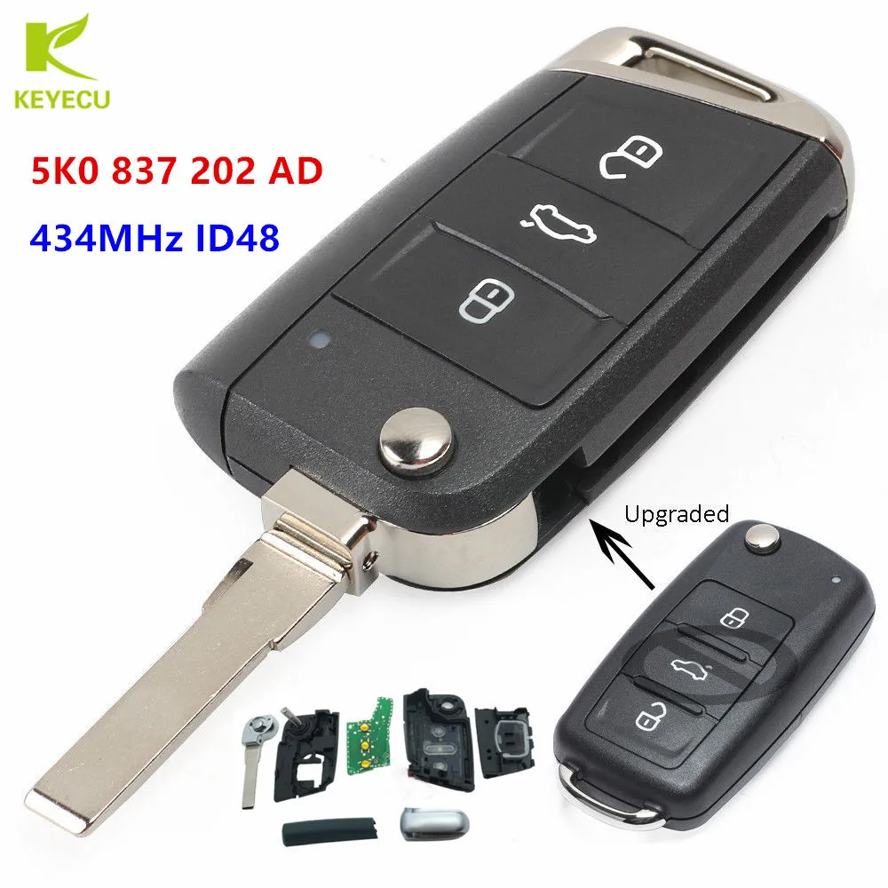 KEYECU Replacement Upgraded Foding Remote Key Fob 434MHz ID48 for Volkswagen Beetle Passat Jetta Polo FCC ID: 5K0 837 202 AD
KEYECU Replacement Upgraded Foding Remote Key Fob 434MHz ID48 for Volkswagen Beetle Passat Jetta Polo FCC ID: 5K0 837 202 AD