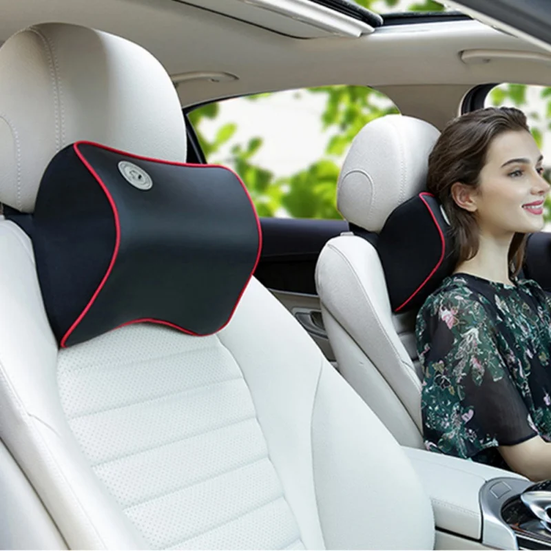 

Comfortable Car Leather Neck Pillow Super Soft Space Memory Foam Auto Seat Cover Head Neck Rest Cushion Headrest CZ