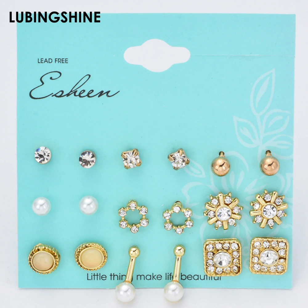 Elegant Long Tassel Pearl Stud Earrings Set Gold Silver Color Crystal Flower Earrings for Women Party Jewelry Brincos 9 Pair/set
Elegant Long Tassel Pearl Stud Earrings Set Gold Silver Color Crystal Flower Earrings for Women Party Jewelry Brincos 9 Pair/set