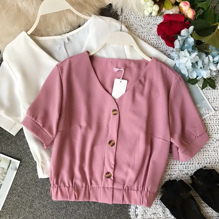 Fashion 2019 Korean Style Summer Crop Top Women Casual Chiffon Shirt Womens Elegant Party Blouses
Fashion 2019 Korean Style Summer Crop Top Women Casual Chiffon Shirt Womens Elegant Party Blouses
