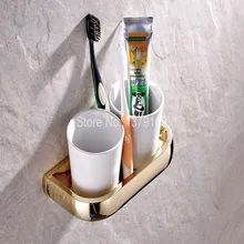 Bathroom Accessories Luxury Gold Color Brass Bath Wall Mounted Bathroom Toothbrush Holder Set Double Ceramic Cups aba846
Bathroom Accessories Luxury Gold Color Brass Bath Wall Mounted Bathroom Toothbrush Holder Set Double Ceramic Cups aba846