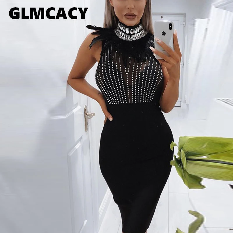 Women Sexy Bandage Black Summer Elegant Sleeveless Diamond Slim Pencil Party Dresses Ladies Cowl Neck Bodycon Vestidos
Women Sexy Bandage Black Summer Elegant Sleeveless Diamond Slim Pencil Party Dresses Ladies Cowl Neck Bodycon Vestidos