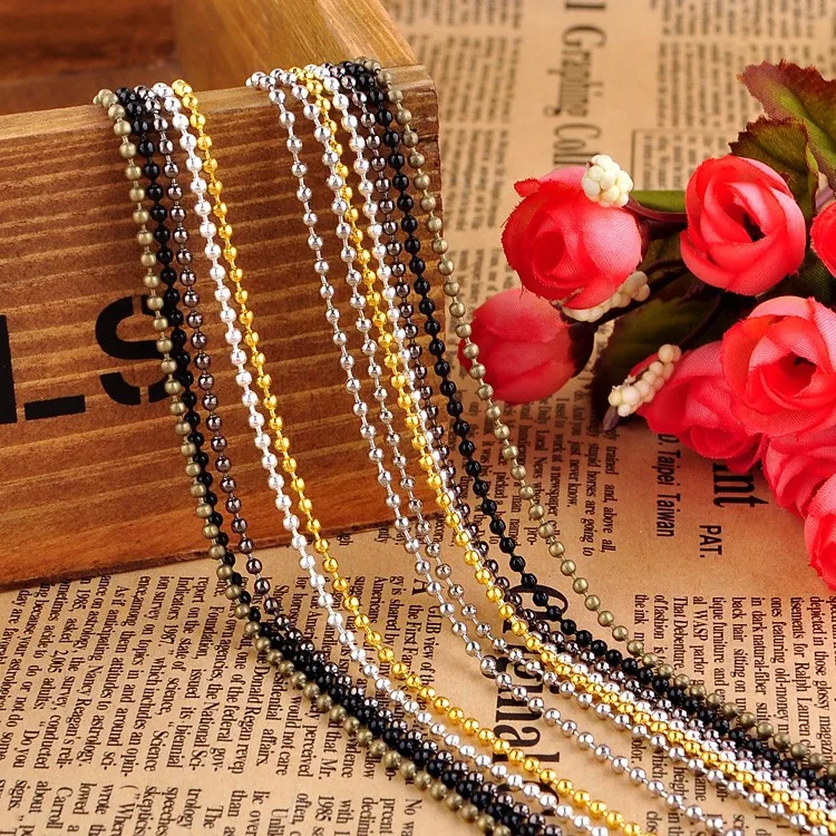 10pcs 1.5/2.4mm 70cm silver plated Ball beads necklace Chain with Clasp Hook alloy Silver Gold Bronze Jewelry Chains
10pcs 1.5/2.4mm 70cm silver plated Ball beads necklace Chain with Clasp Hook alloy Silver Gold Bronze Jewelry Chains