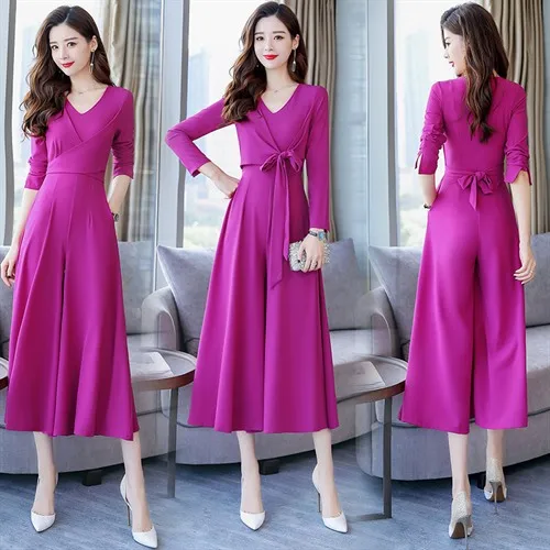 Spring Jumpsuit 2019 Women solid color long sleeve Rompers Fashion office lady long jumpsuits with sashes
Spring Jumpsuit 2019 Women solid color long sleeve Rompers Fashion office lady long jumpsuits with sashes