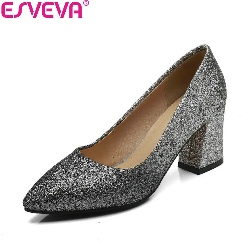 ESVEVA 2018 Women Pumps Elegant Mixed Color Square High Heels Slip on Pointed Toe Fashion Sequins Bling Women Shoes Size 34-43
ESVEVA 2018 Women Pumps Elegant Mixed Color Square High Heels Slip on Pointed Toe Fashion Sequins Bling Women Shoes Size 34-43