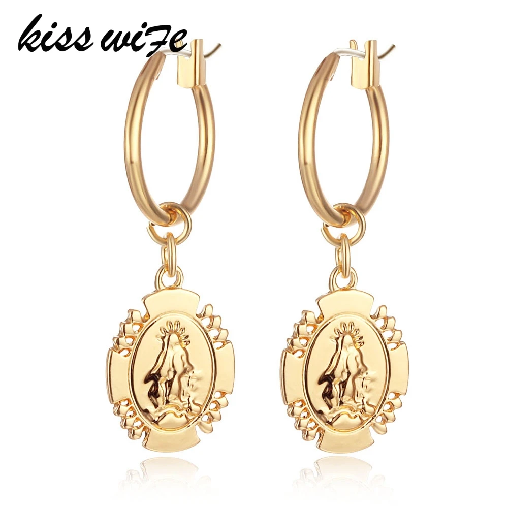 KISS WIFE New Geometric Oval Coin Religious Jewelry Earrings Gold Color Alloy For Women Party Coin Earrings,Portrait Earrings
KISS WIFE New Geometric Oval Coin Religious Jewelry Earrings Gold Color Alloy For Women Party Coin Earrings,Portrait Earrings