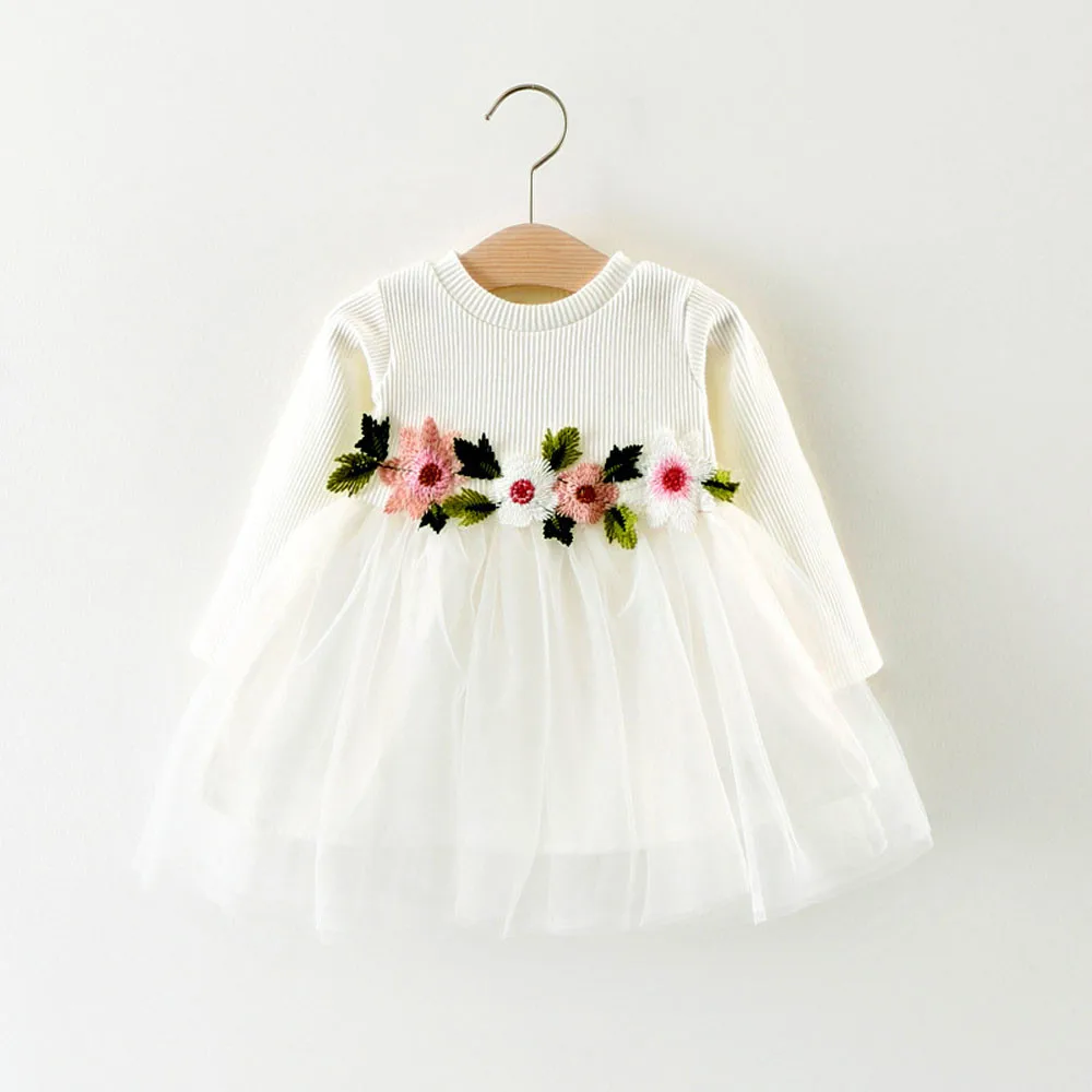 Cute Korean Style Fashion Toddler Dress Simple Baby Girl Floral Tutu Long Sleeve O-neck Princess Dress vestiti neonata estivi
Cute Korean Style Fashion Toddler Dress Simple Baby Girl Floral Tutu Long Sleeve O-neck Princess Dress vestiti neonata estivi