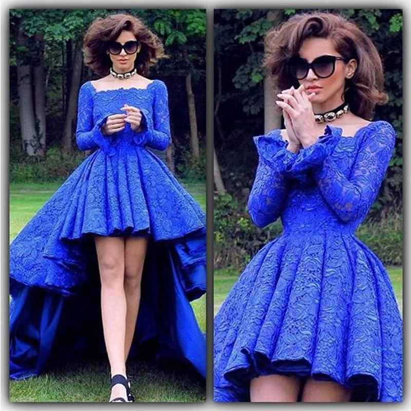 Fashion Royal Blue Long Sleeve Prom Dresses 2019 Hi-Lo Lace Square Neck Party Gowns Vestidos De Gala Hot Sale
Fashion Royal Blue Long Sleeve Prom Dresses 2019 Hi-Lo Lace Square Neck Party Gowns Vestidos De Gala Hot Sale