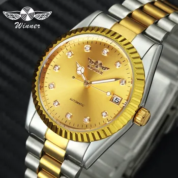 WINNER Official Brand Luxury Classic Iced Out Automatic Mechanical Watch Men Stainless Steel Strap Diamond Dress Wrist Watches
WINNER Official Brand Luxury Classic Iced Out Automatic Mechanical Watch Men Stainless Steel Strap Diamond Dress Wrist Watches