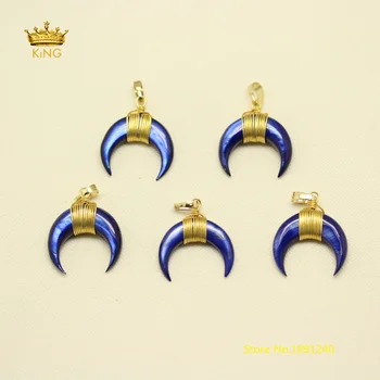 10pcs Lapis Blue Color Shell OX-horn Pendants for Necklace,Gold Copper Wire Wrapped Crescent Shell Fashion Jewelry 20mm DSS04
10pcs Lapis Blue Color Shell OX-horn Pendants for Necklace,Gold Copper Wire Wrapped Crescent Shell Fashion Jewelry 20mm DSS04