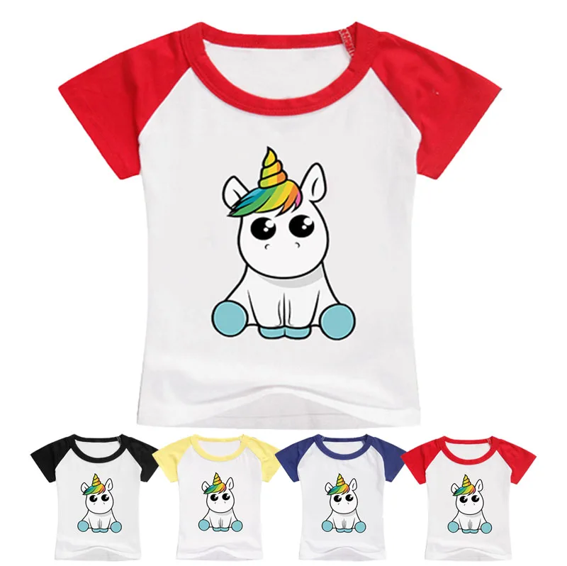Детская летняя футболка для мальчиков и девочек Harajuku с рисунком единорога