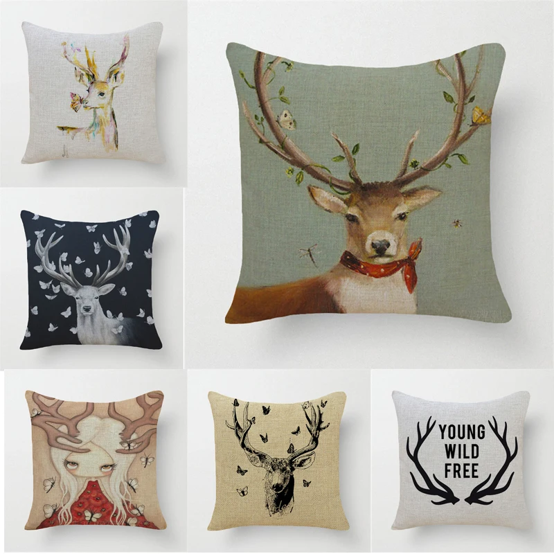Decorative throw pillows case deer animals reindeer cotton linen seat cushion cover for sofa home almofadas funda cojines
Decorative throw pillows case deer animals reindeer cotton linen seat cushion cover for sofa home almofadas funda cojines