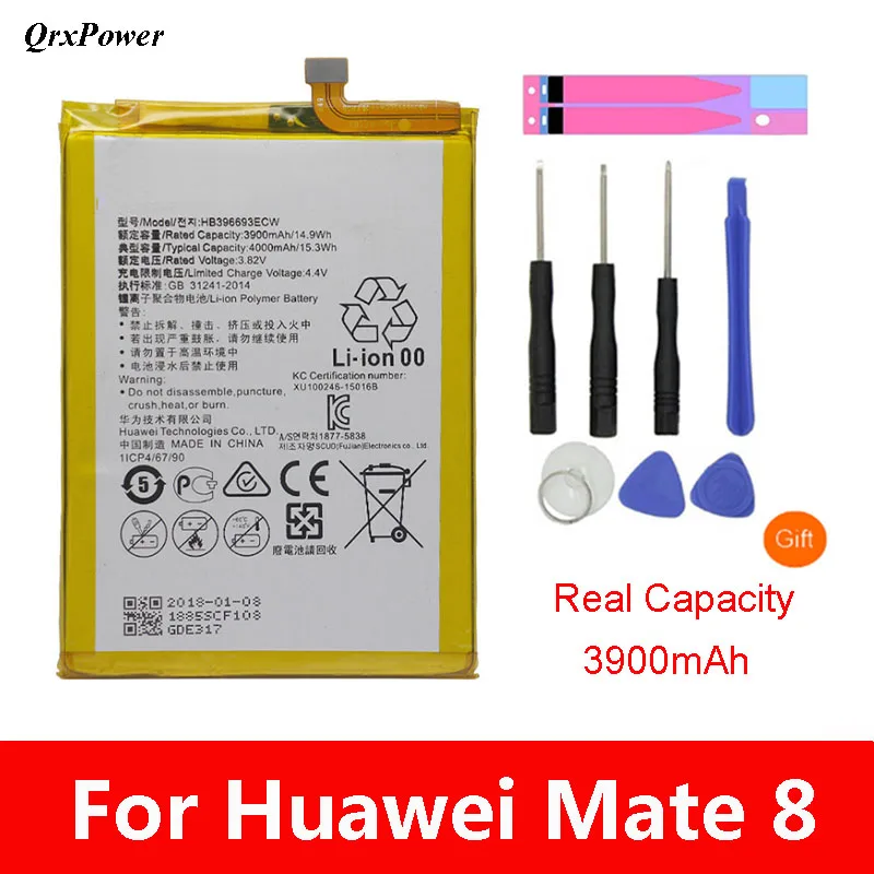 QrxPower Replacement Battery 3900mAh HB396693ECW For Huawei Mate 8 NXT-AL10 NXT-TL00 NXT-CL00 NXT-DL00 
QrxPower Replacement Battery 3900mAh HB396693ECW For Huawei Mate 8 NXT-AL10 NXT-TL00 NXT-CL00 NXT-DL00
