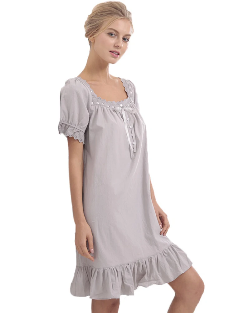 Solid White Pink Gray Mini Nightgown Eropean Retro Modal Lace Night Dress 2019 Summer Women Female Sweet Princess Sleepwears
Solid White Pink Gray Mini Nightgown Eropean Retro Modal Lace Night Dress 2019 Summer Women Female Sweet Princess Sleepwears