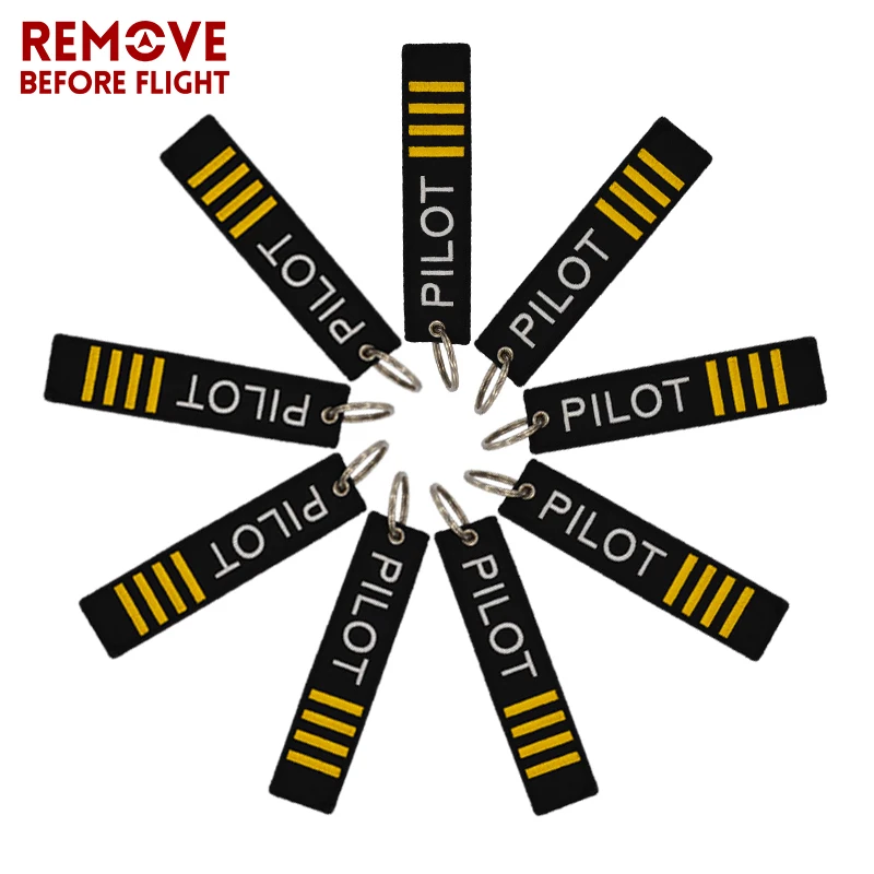Remove Before Flight OEM Key Chain Jewelry Safety Tag Embroidery Pilot Key Ring Chain for Aviation Gifts Luggage Tag Label