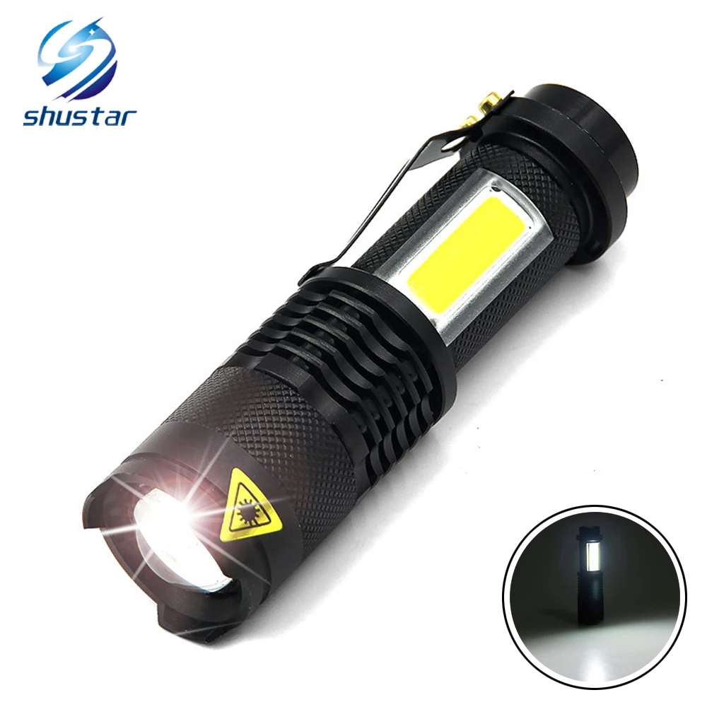 Mini 8000LM Q5+COB LED Flashlight Work Light Torch Pen Light With Clip use AA
