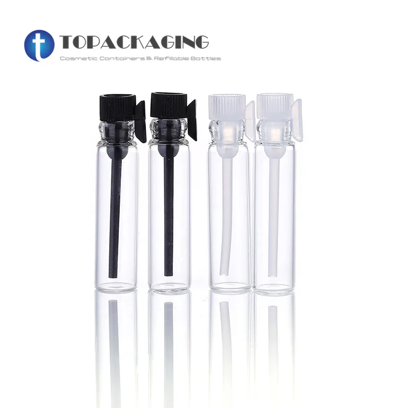 

500PCS*1ML Glass Perfume Tube Empty Cosmetic Container Samll Refillable Parfum Makeup Packing PP Stopper Sample Test Tube Vials