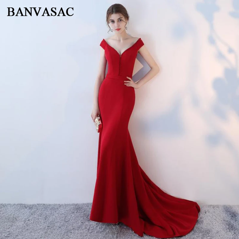 BANVASAC 2018 Sexy V Neck Crystal Mermaid Long Evening Dresses Party Sash Short Cap Sleeve Sweep Train Prom Gowns
BANVASAC 2018 Sexy V Neck Crystal Mermaid Long Evening Dresses Party Sash Short Cap Sleeve Sweep Train Prom Gowns
