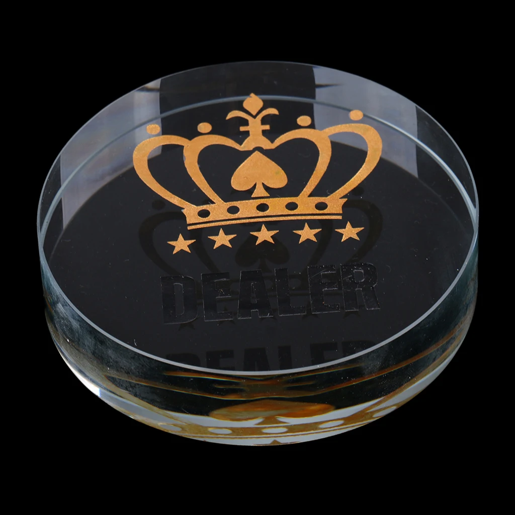 2 Pieces Chip Dealer Button for Casino Tool Poker Game Accessory Transparent Poker Tournaments Prop