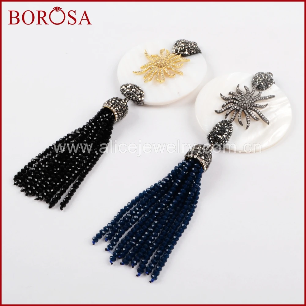 BOROSA Fashion Round White Shell Stone & CZ Micro Pave Solar Sun Pendant With Tassel Beads Drusy Jewelry Pendant JAB826
BOROSA Fashion Round White Shell Stone & CZ Micro Pave Solar Sun Pendant With Tassel Beads Drusy Jewelry Pendant JAB826