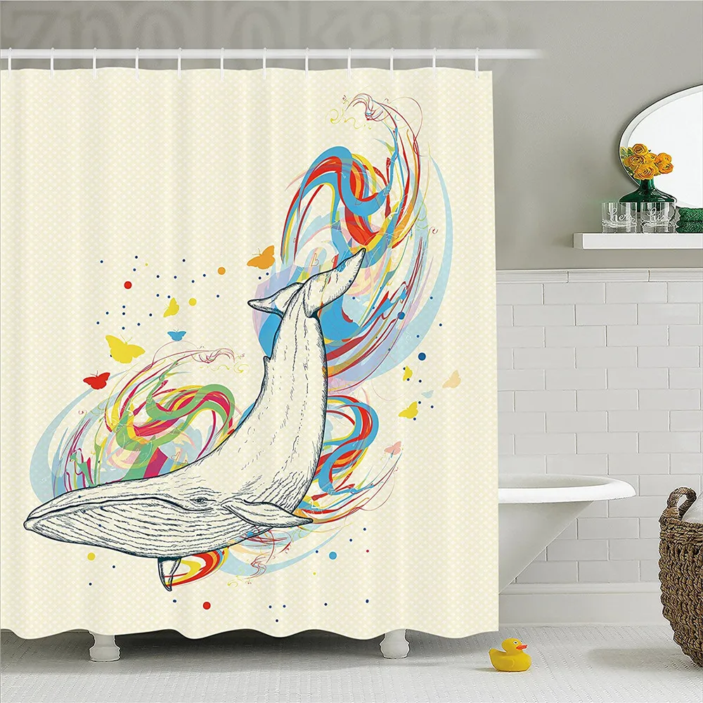 Whale Decor Shower Curtain Whale Cartoon diving into The Ocean and dividing the Water into Two Image Bathroom Decor Set with Hoo
Whale Decor Shower Curtain Whale Cartoon diving into The Ocean and dividing the Water into Two Image Bathroom Decor Set with Hoo