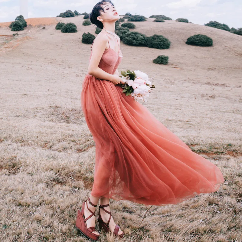 Spaghetti Strap Grapefruit Color Ballet Mesh Ball Gown Dress Women Fashion Long Dress High Quality Vestidos Mujer Robe Femme
Spaghetti Strap Grapefruit Color Ballet Mesh Ball Gown Dress Women Fashion Long Dress High Quality Vestidos Mujer Robe Femme