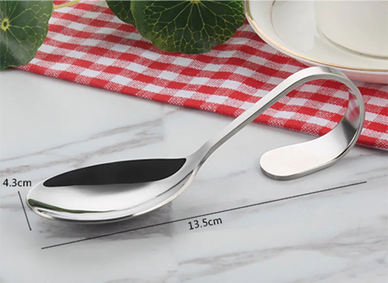 Description Picture 6 of item300Pcs/Lot Stainless Steel Curved Handle Spoon Fork Tableware Silver Tea Coffee Spoon Mixer Flatware Kitchen Accessories