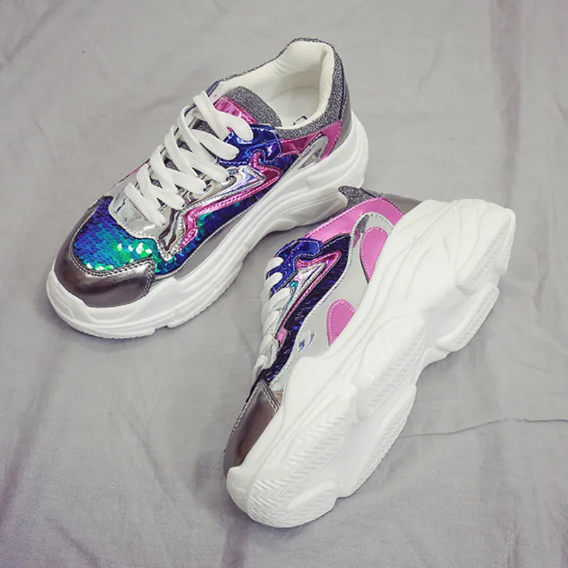 BomKinta Bling Mixed Colors Sneakers Women Glitter Sequins Women Shoes Colorful Ladies Platform Shoes Chunky Creepers For Female
BomKinta Bling Mixed Colors Sneakers Women Glitter Sequins Women Shoes Colorful Ladies Platform Shoes Chunky Creepers For Female