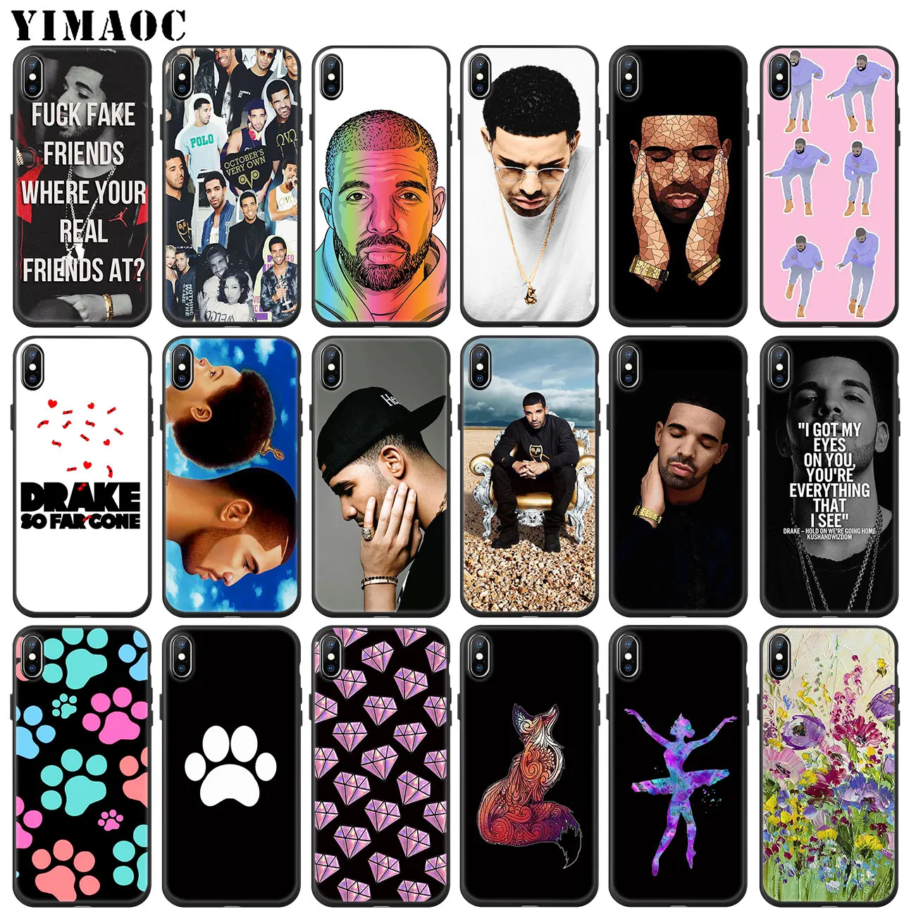 YIMAOC Drake Soft Silicone Phone Case for iPhone 11 Pro XS Max XR X 6 6S 7 8 Plus 5 5S SE 10 TPU Black flower Cover
YIMAOC Drake Soft Silicone Phone Case for iPhone 11 Pro XS Max XR X 6 6S 7 8 Plus 5 5S SE 10 TPU Black flower Cover
