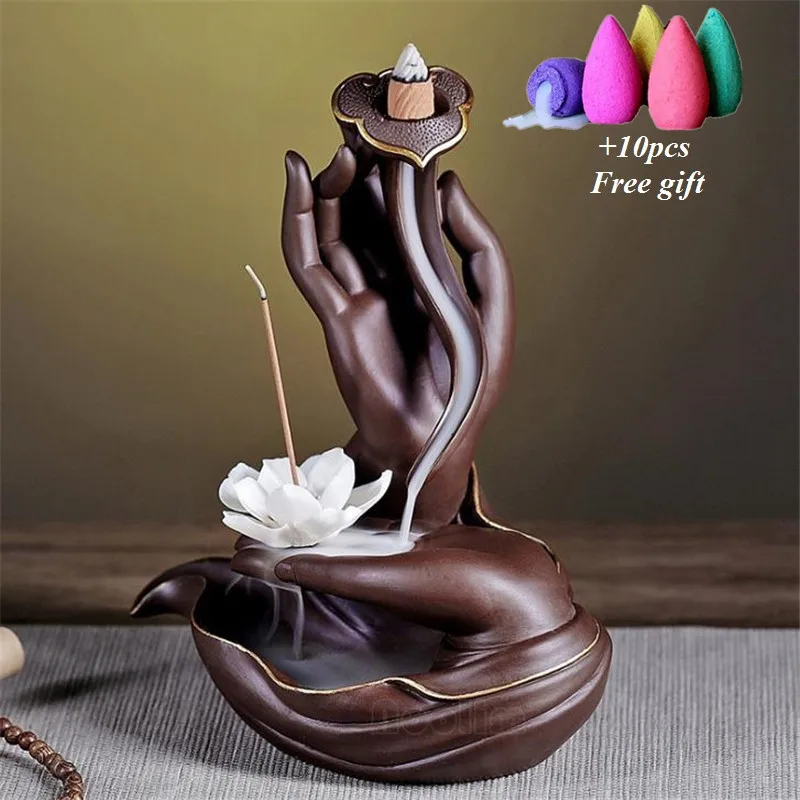 Purple Clay Buddha Hands Smoke Backflow Incense Burner Home Decor Aromatherapy Censer Craft Ornaments Waterfall Censer
Purple Clay Buddha Hands Smoke Backflow Incense Burner Home Decor Aromatherapy Censer Craft Ornaments Waterfall Censer