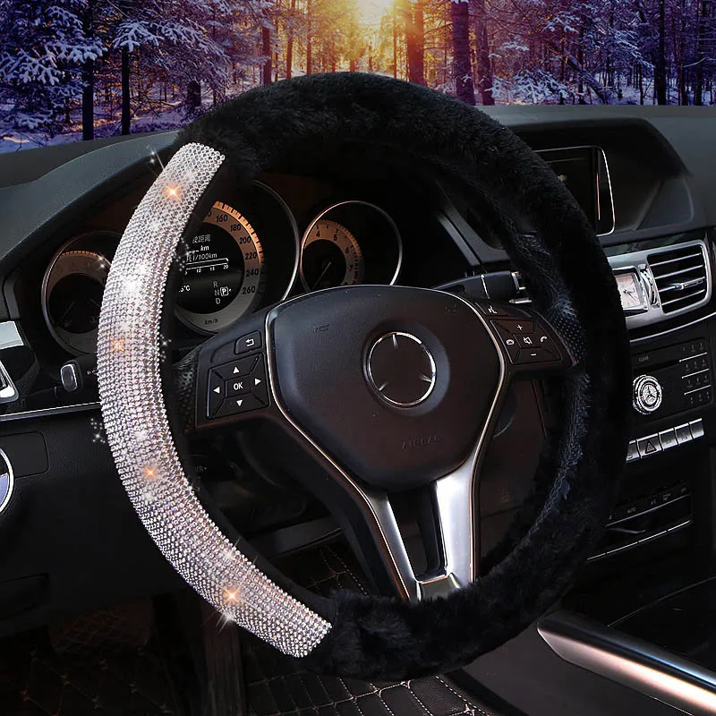 New Winter Plush Fur Car Steering Wheel Cover Diamond Crystal Steering Wheel Covers Interior Car Accessories For Women Girls
New Winter Plush Fur Car Steering Wheel Cover Diamond Crystal Steering Wheel Covers Interior Car Accessories For Women Girls