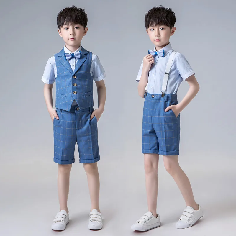 Boys Formal Plaid Suits Sets 2019 Summer Children Vest Shirts Shorts Outfits Kids Wedding Party Performance Costume
Boys Formal Plaid Suits Sets 2019 Summer Children Vest Shirts Shorts Outfits Kids Wedding Party Performance Costume