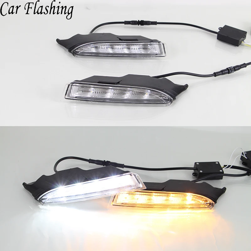 Car Flashing 1Pair LED Daytime Running Light for VW Volkswagen Scirocco R 2010 2011 2012 2013 2014 DRL with Yellow Turn signal
Car Flashing 1Pair LED Daytime Running Light for VW Volkswagen Scirocco R 2010 2011 2012 2013 2014 DRL with Yellow Turn signal