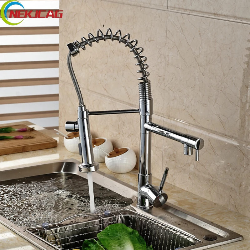 Luxury Deck Mounted Spring Single Handle Kitchen Faucet Pull Down Sink Mixer Tap With Dual Swivel Spout
Luxury Deck Mounted Spring Single Handle Kitchen Faucet Pull Down Sink Mixer Tap With Dual Swivel Spout