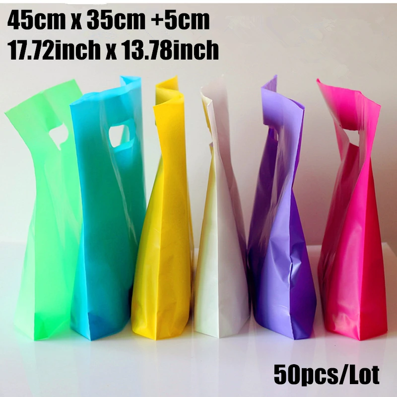 50pcs/lot 45*35+5cm(17.72*13.38'')custom gift bags Plastic Shopping Bags wholesale with Handle promotion Packing Bag | Дом и сад