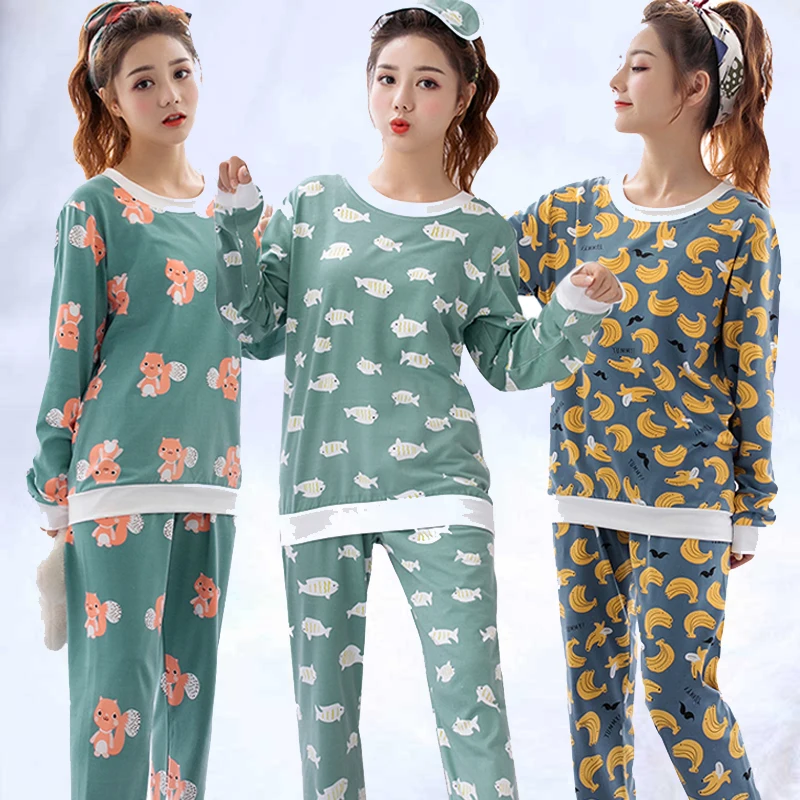 Factory wholesale spring autumn women Pajamas Set long Sleeve Nightgown Cartoon printed Cute Sleepwear suit Girl Pijamas Mujer
Factory wholesale spring autumn women Pajamas Set long Sleeve Nightgown Cartoon printed Cute Sleepwear suit Girl Pijamas Mujer