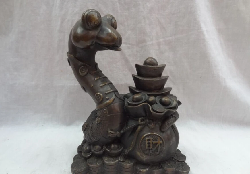 S3121 8" Chinese Bronze Year Zodiac Wealth YuanBao Money Bag Snake On Coin Statue D0317
S3121 8" Chinese Bronze Year Zodiac Wealth YuanBao Money Bag Snake On Coin Statue D0317